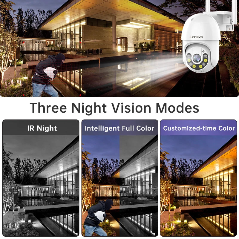 New Lenovo 3MP 5MP PTZ WIFI IP Camera Audio CCTV Surveillance Smart Home Outdoor 4X Digital Zoom Color Night vision Waterproof 1