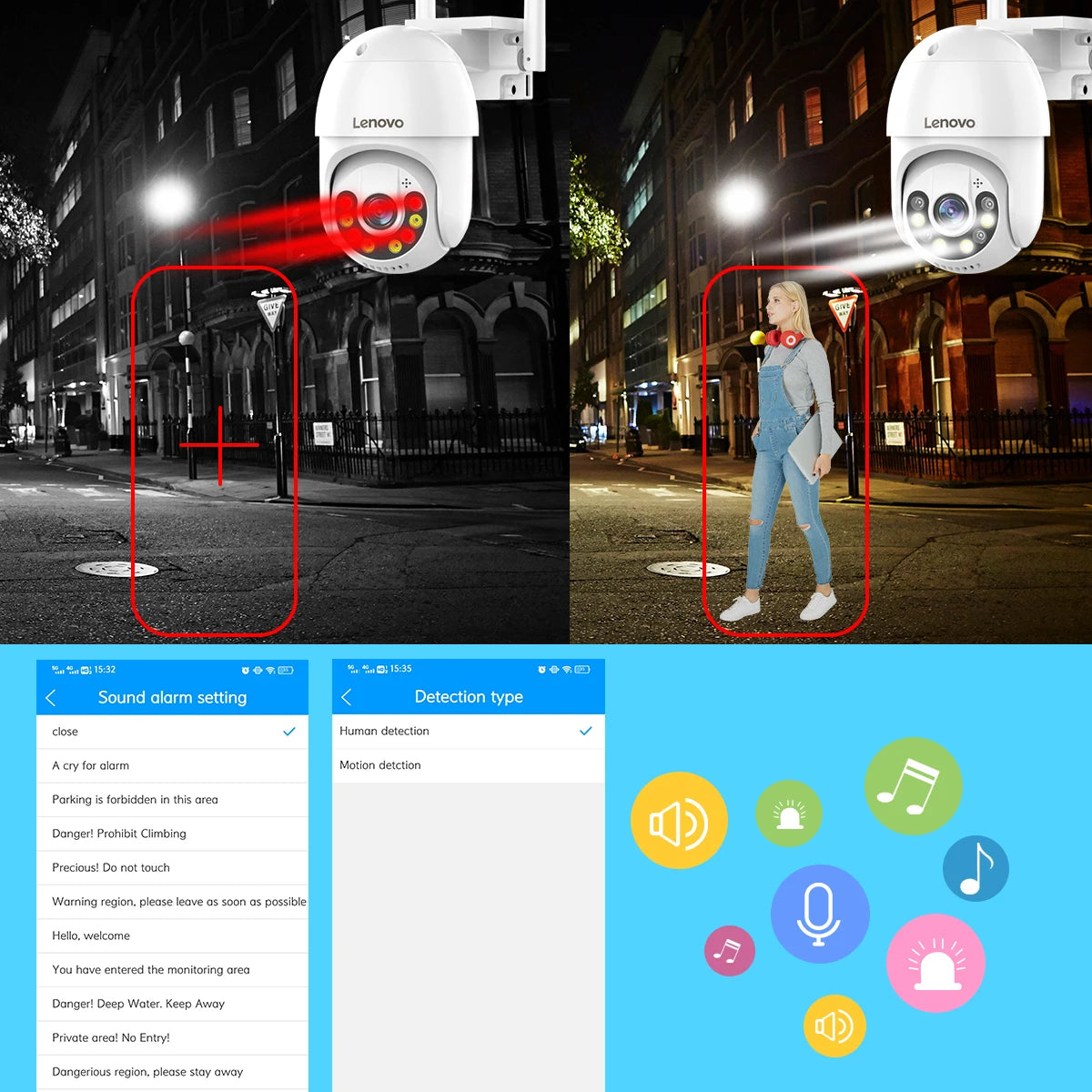 New Lenovo 3MP 5MP PTZ WIFI IP Camera Audio CCTV Surveillance Smart Home Outdoor 4X Digital Zoom Color Night vision