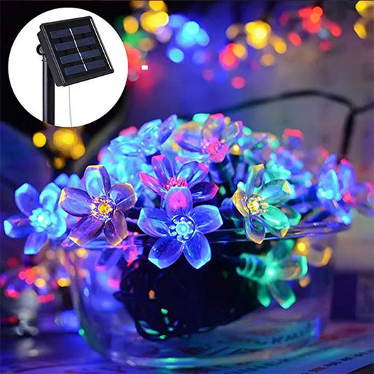 Solar String Lights Outdoor Waterproof 5M 20LED 8 Mode Battery Operated Cherry Flower Light Christmas Garden Party Decoration