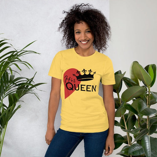 Beautiful Royal Heart Queen Premium Yellow Front side T Shirt (King & Queen Version) Dual Printed